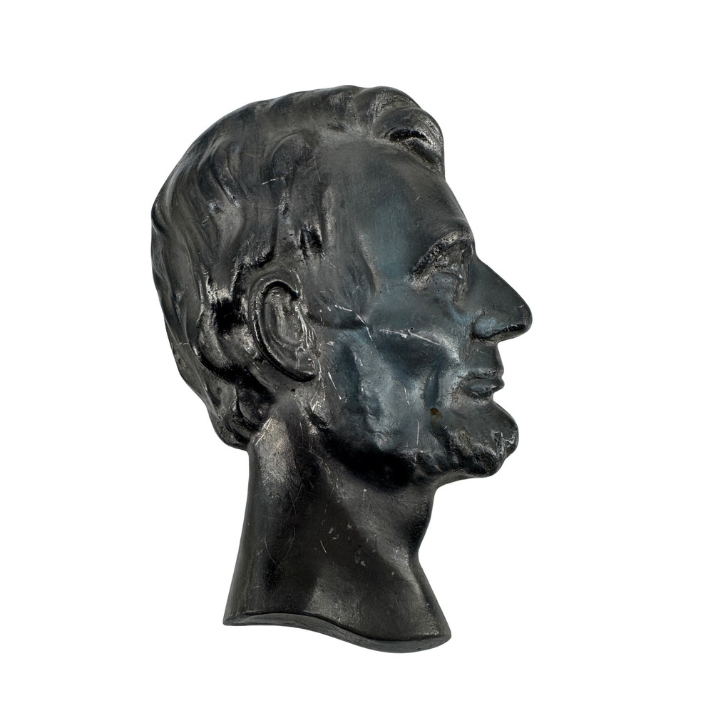 Vintage Abraham Lincoln Cast Metal Profile Wall Plaque Americana Decor
